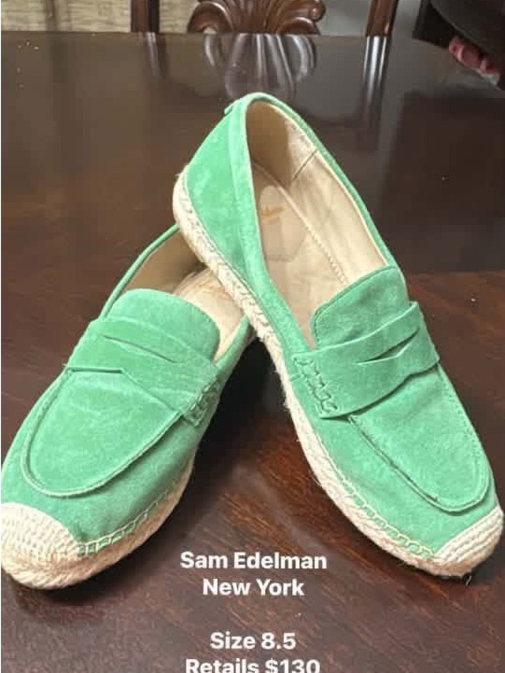 Sam Edelman Green Suede Espadrille Loafers - green size 8.5